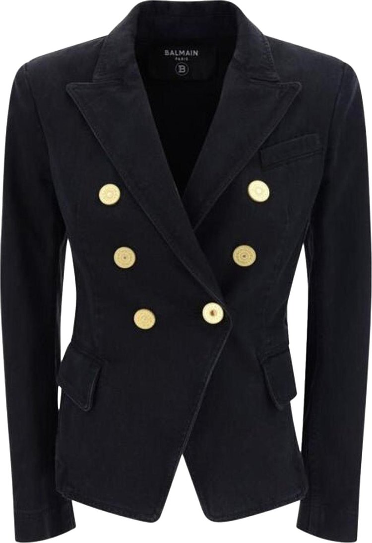 Buy Balmain Button Embellished Denim Jacket 'Black' - AF0SG030DB67 0PC ...