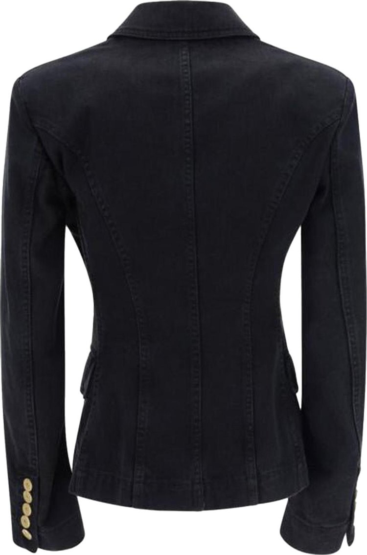 Balmain Button Embellished Denim Jacket Black