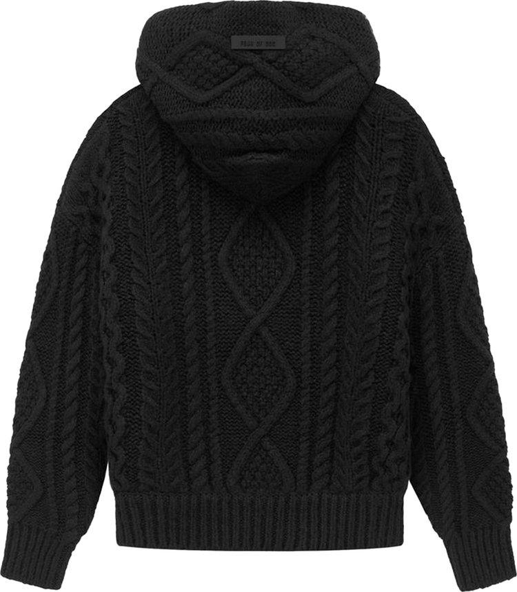 Fear of God Essentials Kids Cable Knit Hoodie Jet Black