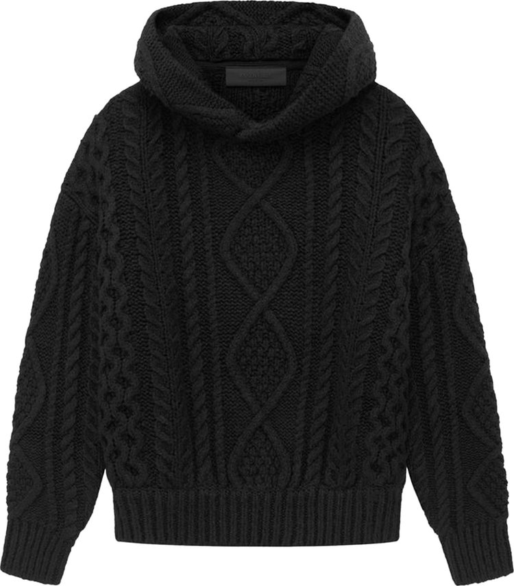 Fear of God Essentials Kids Cable Knit Hoodie 'Jet Black'
