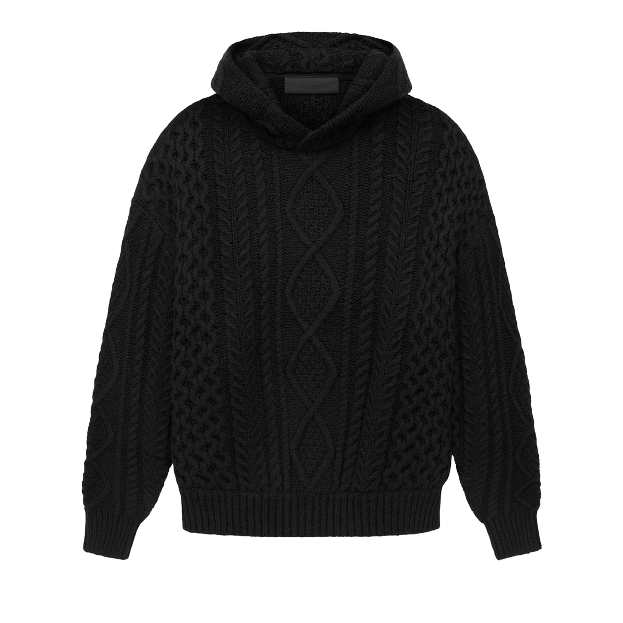 Buy Fear of God Essentials Cable Knit Hoodie 'Jet Black