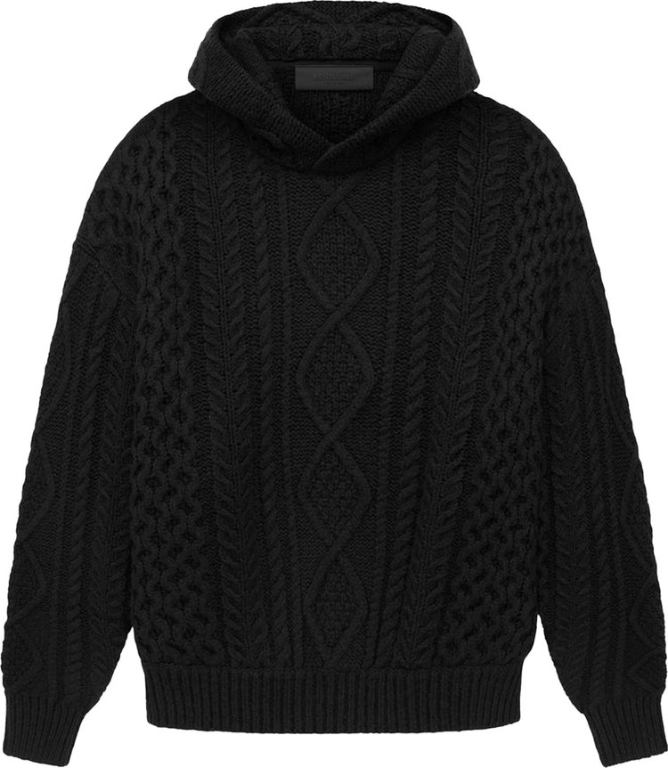 Buy Fear of God Essentials Cable Knit Hoodie 'Jet Black' - 192SP234390F ...