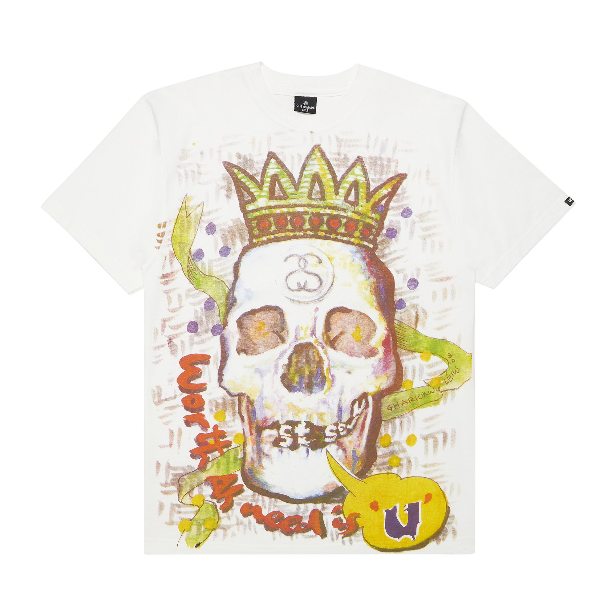 Buy Stussy Custom Made Ghariokwu Lemi Skull Tee 'White' - 0535