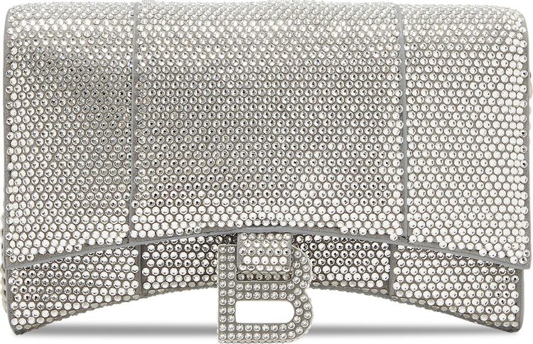 Balenciaga Hourglass Crystal Wallet with Chain 'Grey/Crystal'