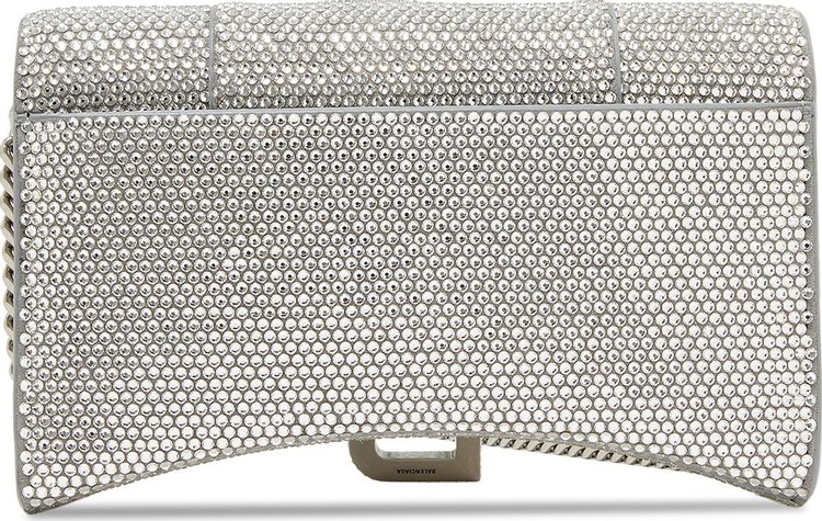 Balenciaga Hourglass Crystal Wallet with Chain GreyCrystal