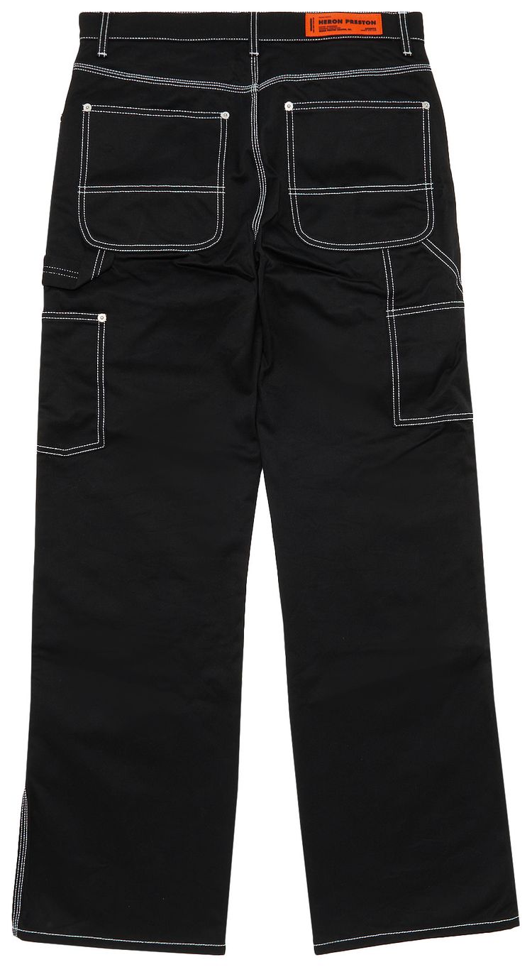 Heron Preston White Stich Canvas Carpenter Pant Black