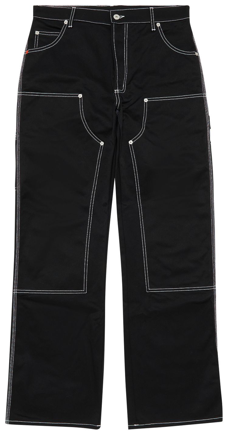 Heron Preston White Stich Canvas Carpenter Pant Black