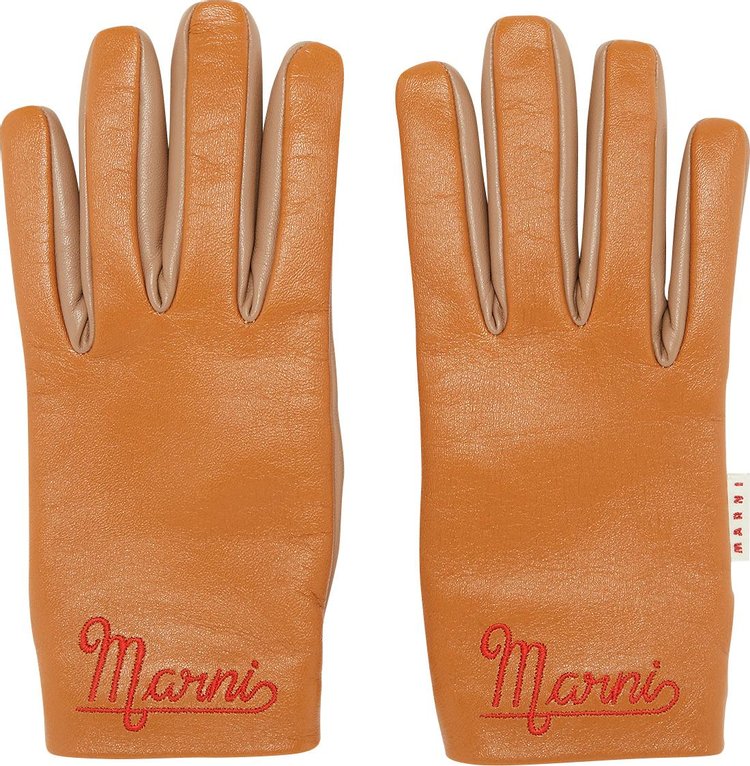 Marni Leather Gloves 'Brown'