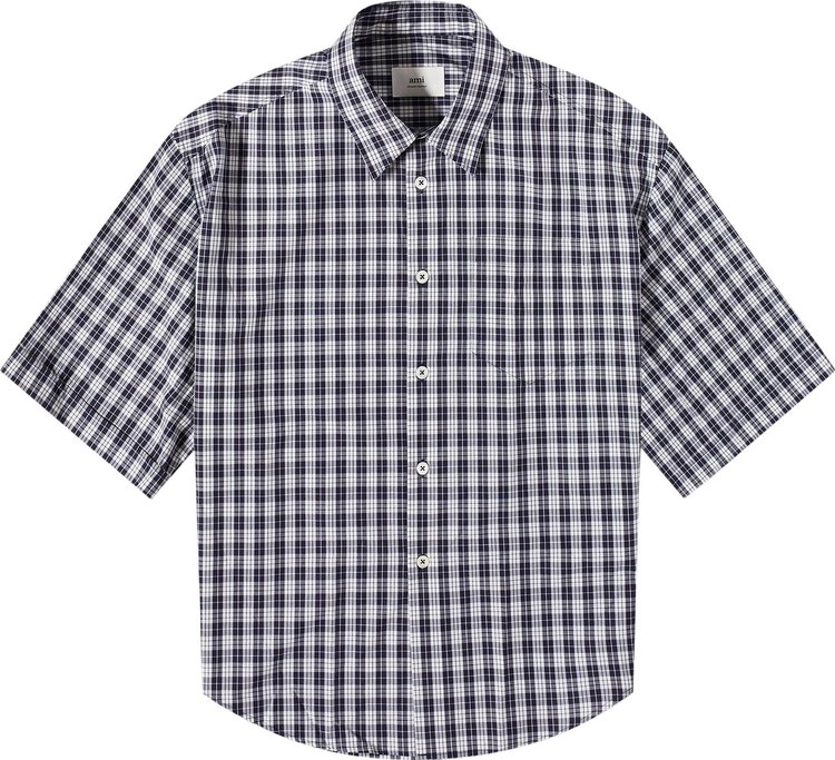 Ami Check Short-Sleeve Shirt 'Nautic Blue/Natural White'