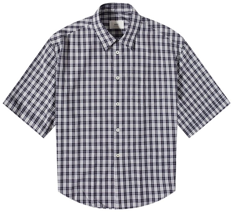 Ami Check Short-Sleeve Shirt 'Nautic Blue/Natural White'