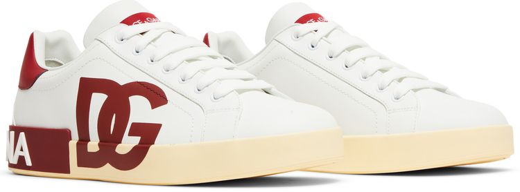 Dolce  Gabbana Portofino Low DG Logo Print   White Red