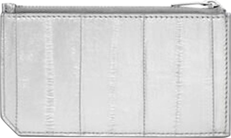 Saint Laurent Paris Fragment Zipped Credit Card Case Metal Silver