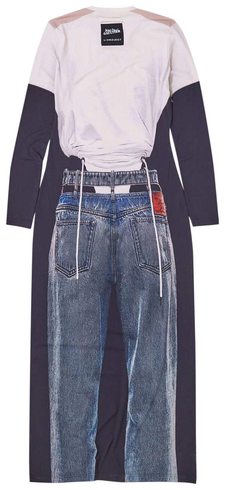 YProject Trompe LOeil Y Belt Denim Maxi Dress BlackNavyWhite