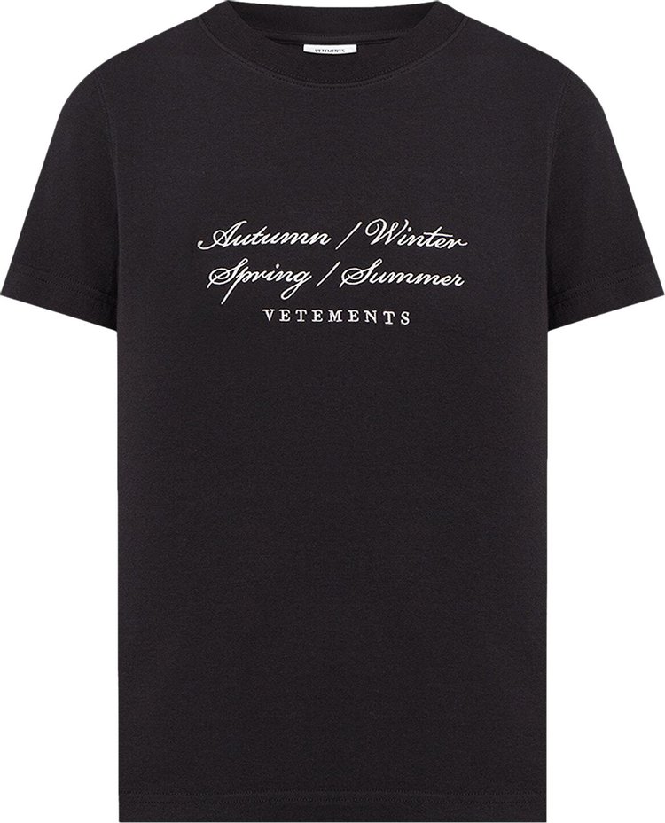 Vetements 4 Seasons Fitted Logo T-Shirt 'Black'