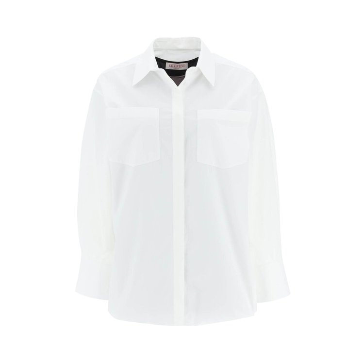 Valentino Wide Poplin Shirt 'Bianco/Ebano'