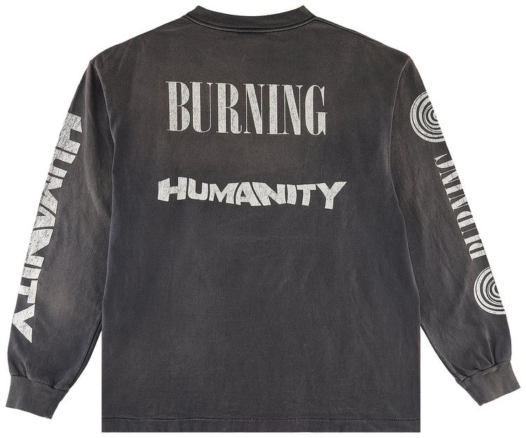 Saint Michael Burning Long Sleeve T Shirt Black