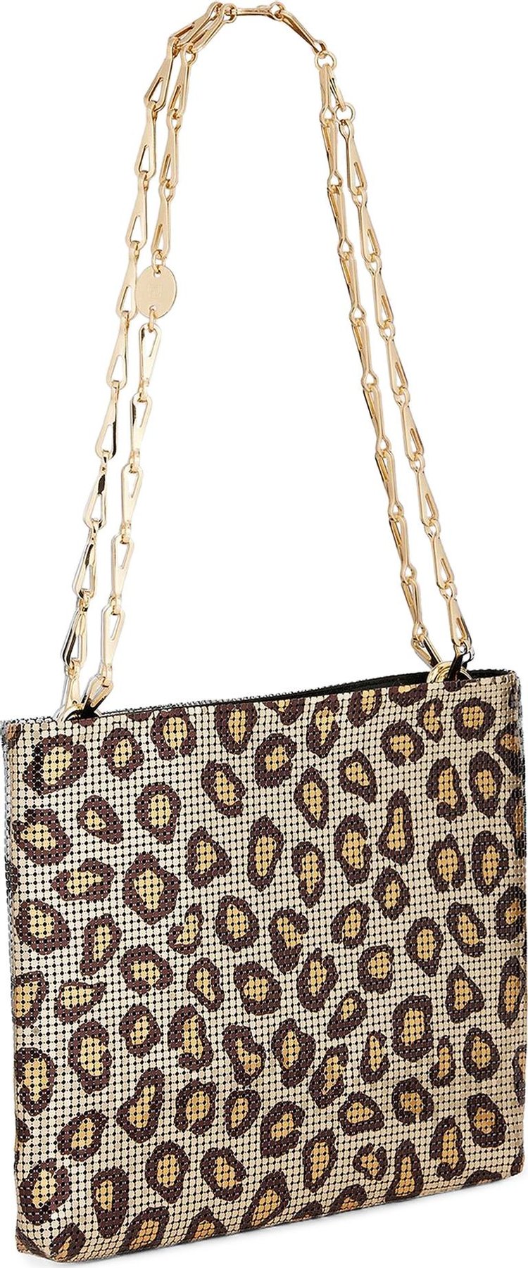 Paco Rabanne Pixel Printed Aluminum Bag Leopard Natural Movida