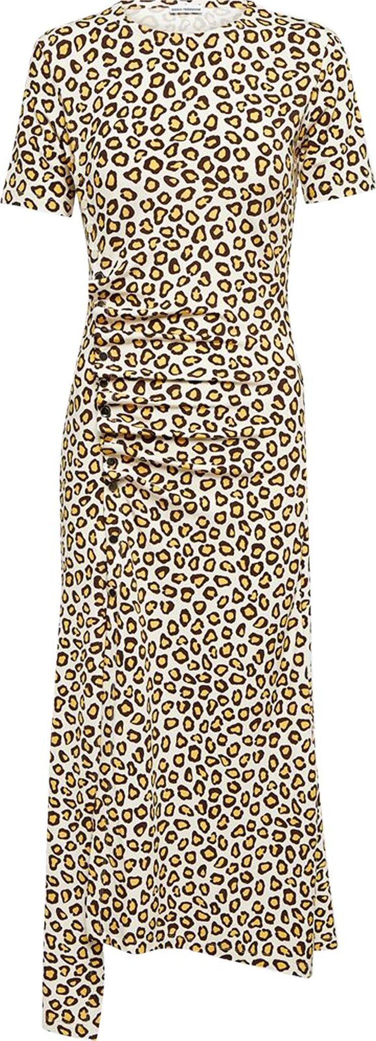Paco Rabanne Draped Dress With Leopard Print 'Leopard'