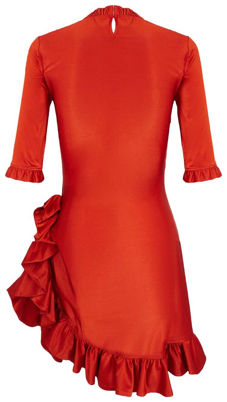 Rabanne Asymmetric Flamenco Mini Dress Paprika
