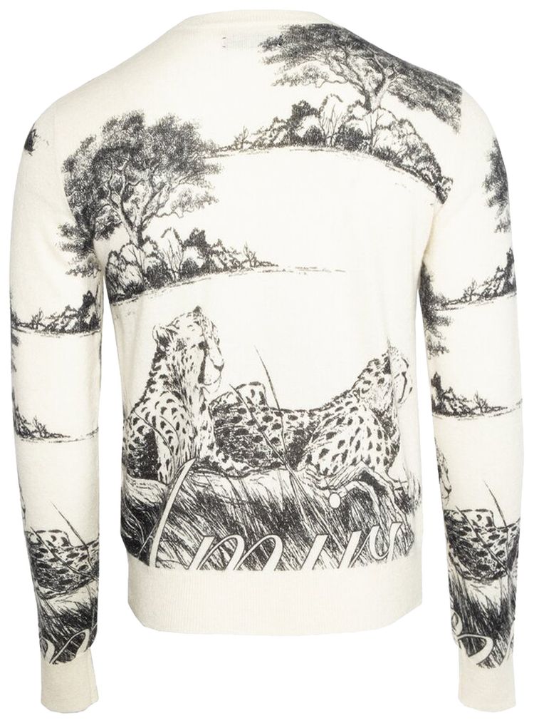 Amiri All Over Leopard Print Crew Tan