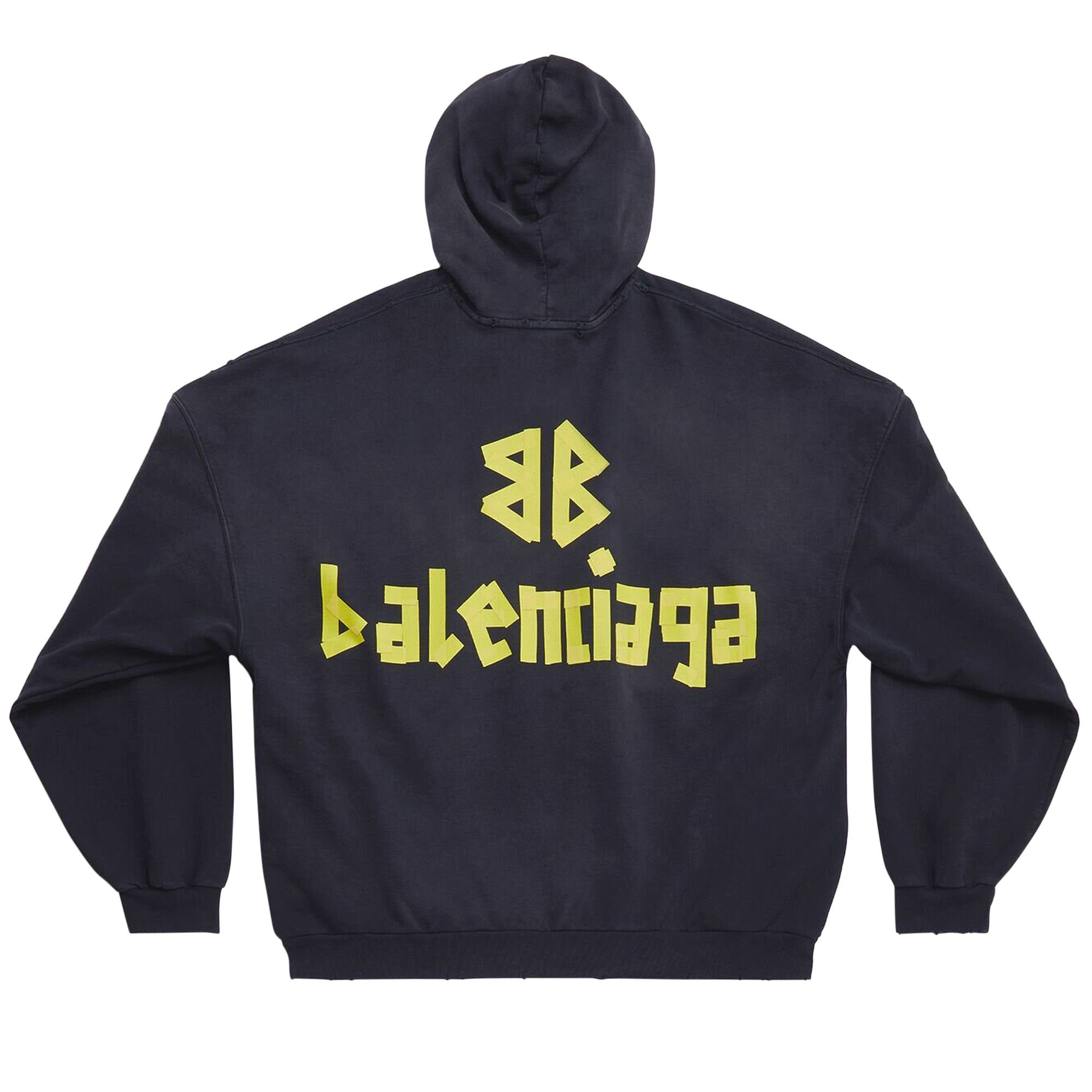 Buy Balenciaga Ripped Pocket Hoodie 'Washed Black' - 744190