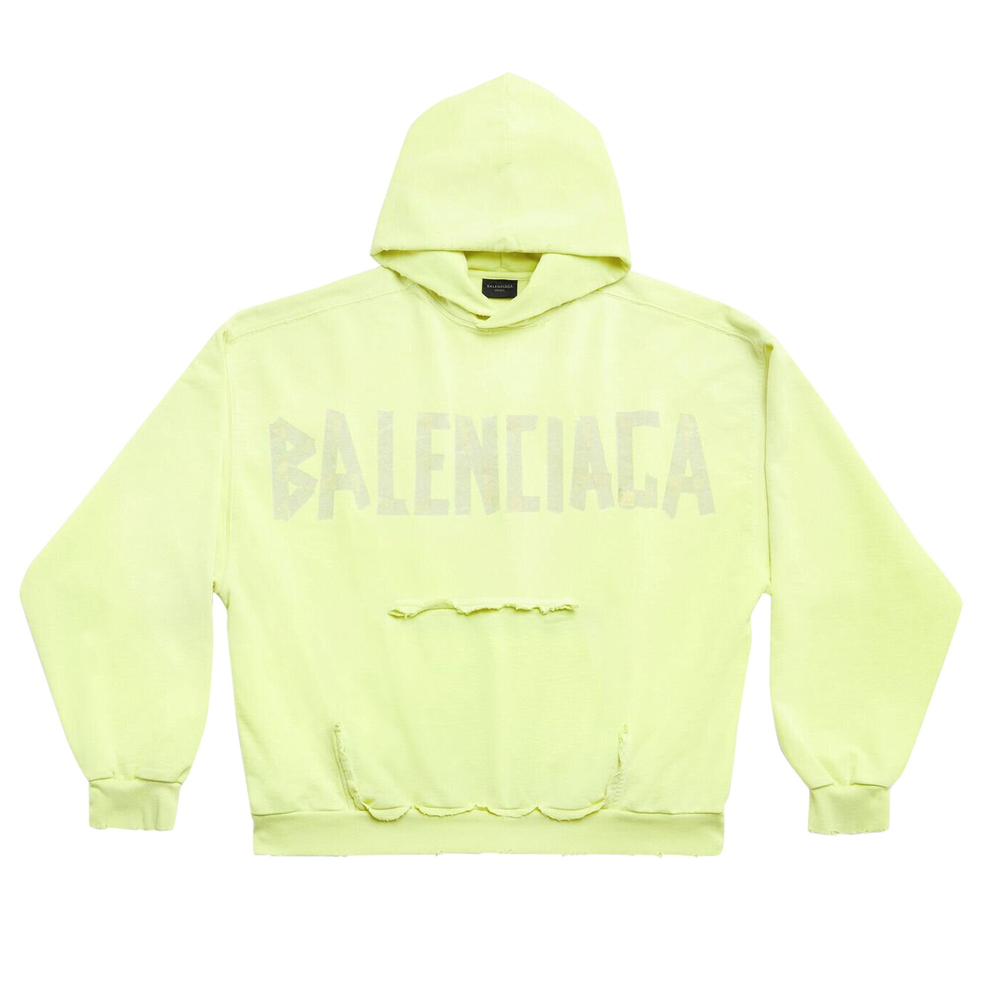 Buy Balenciaga Ripped Pocket Hoodie Fluo Yellow 744441 TOVB1