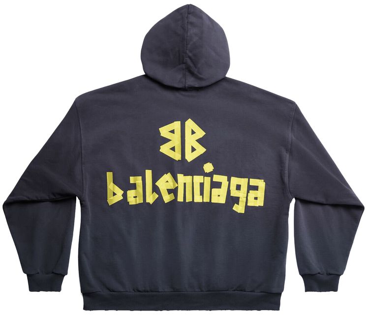 Balenciaga Ripped Pocket Hoodie Marine Blue