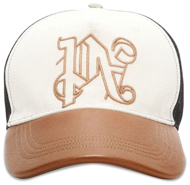 Palm Angels Monogram Trucker Hat BeigeOff White