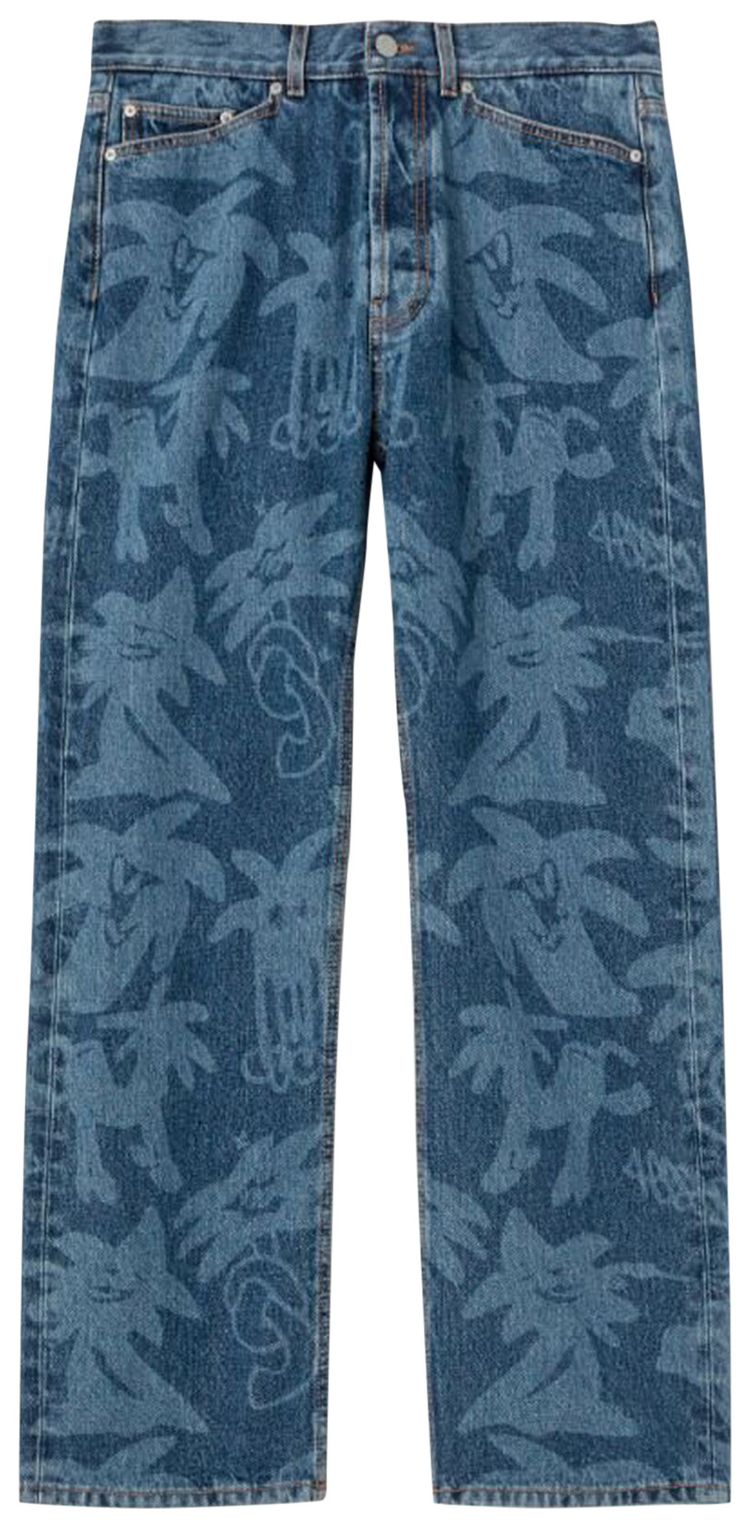 Palm Angels Palmity All Over Laser Denim Jeans Blue