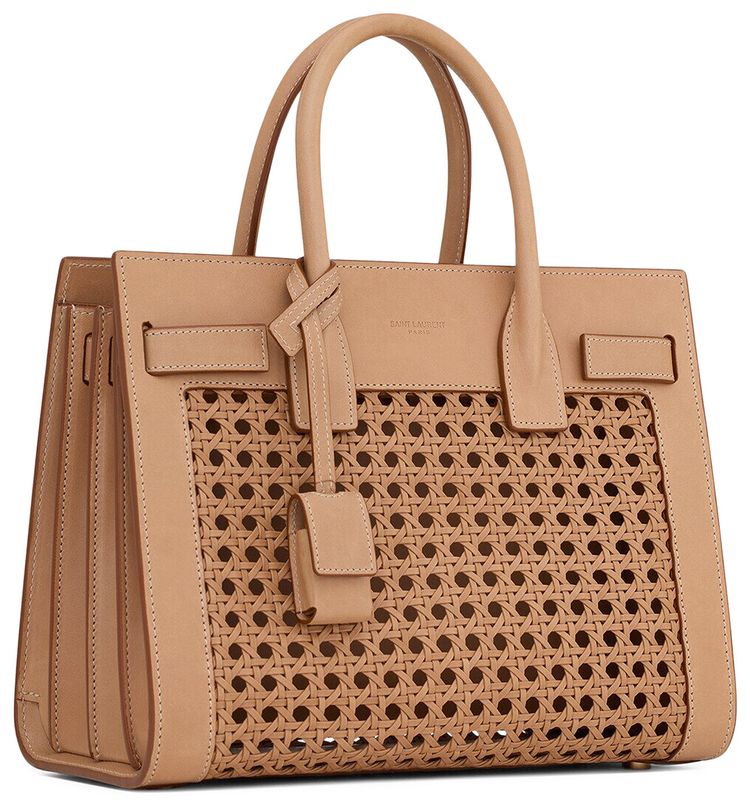Saint Laurent Sac De Jour Baby Leather Tote Bag Vintage BrownGold