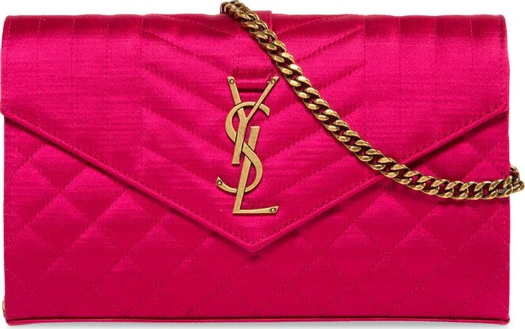 Saint Laurent Envelope Chain Wallet Guava Pink