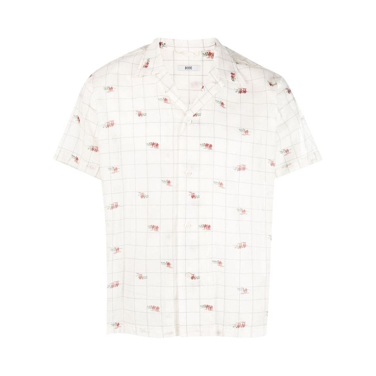 Bode Sheer Camel Short-Sleeve Shirt 'White/Multicolor'