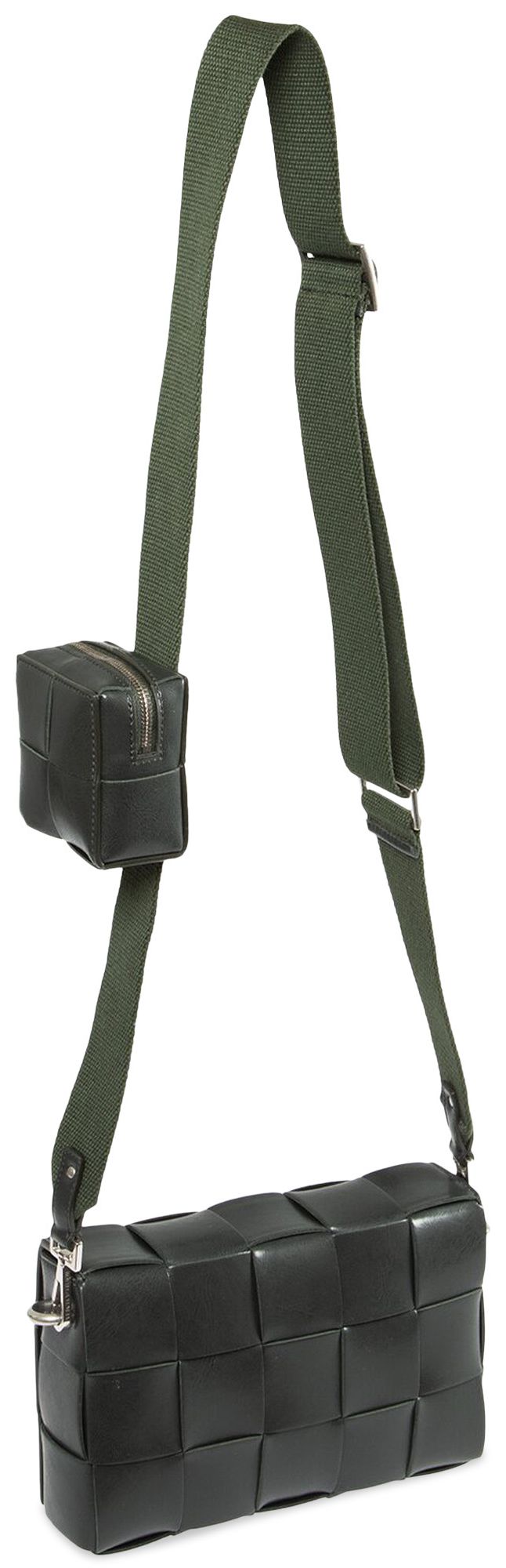 Bottega Veneta Leather Cassette Crossbody Bag Dark GreenSilver