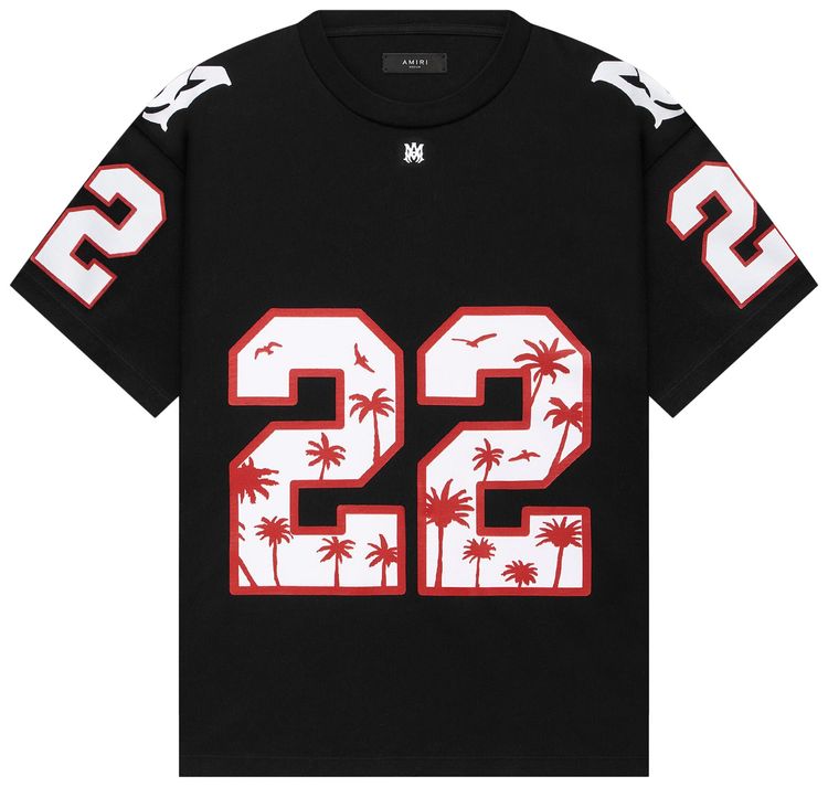 Amiri Oversized 22 Football Tee Black