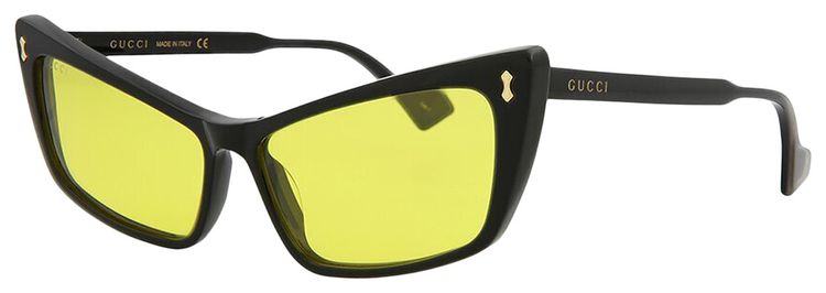 New Authentic GUCCI  Acetate Cat Eye Sunglasses GG0626S Black Yellow NEW Gucci Sunglasses GG0626S 002 Black/Yellow Lens Design  main image 4
