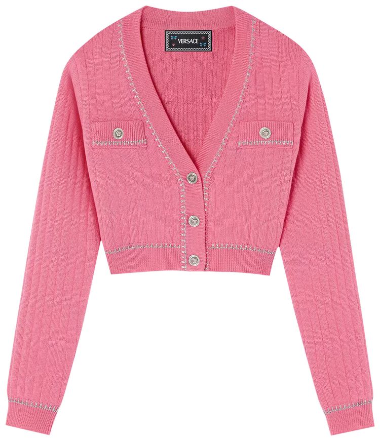 Versace Medusa Crop Knit Cardigan Flamingo