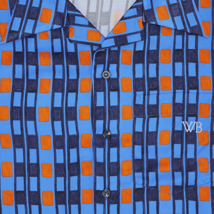 Wales Bonner Highlife Bowling Shirt Blue