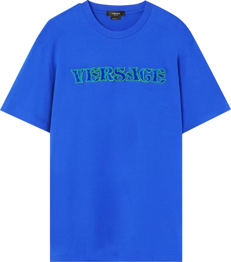 Buy Versace Embroidered Rug Stitch Jersey T-Shirt 'Bright Blue ...