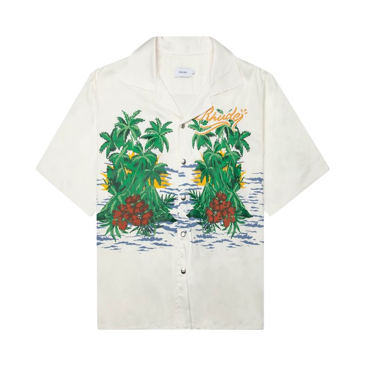 Rhude Palms Snap Shirt Off White