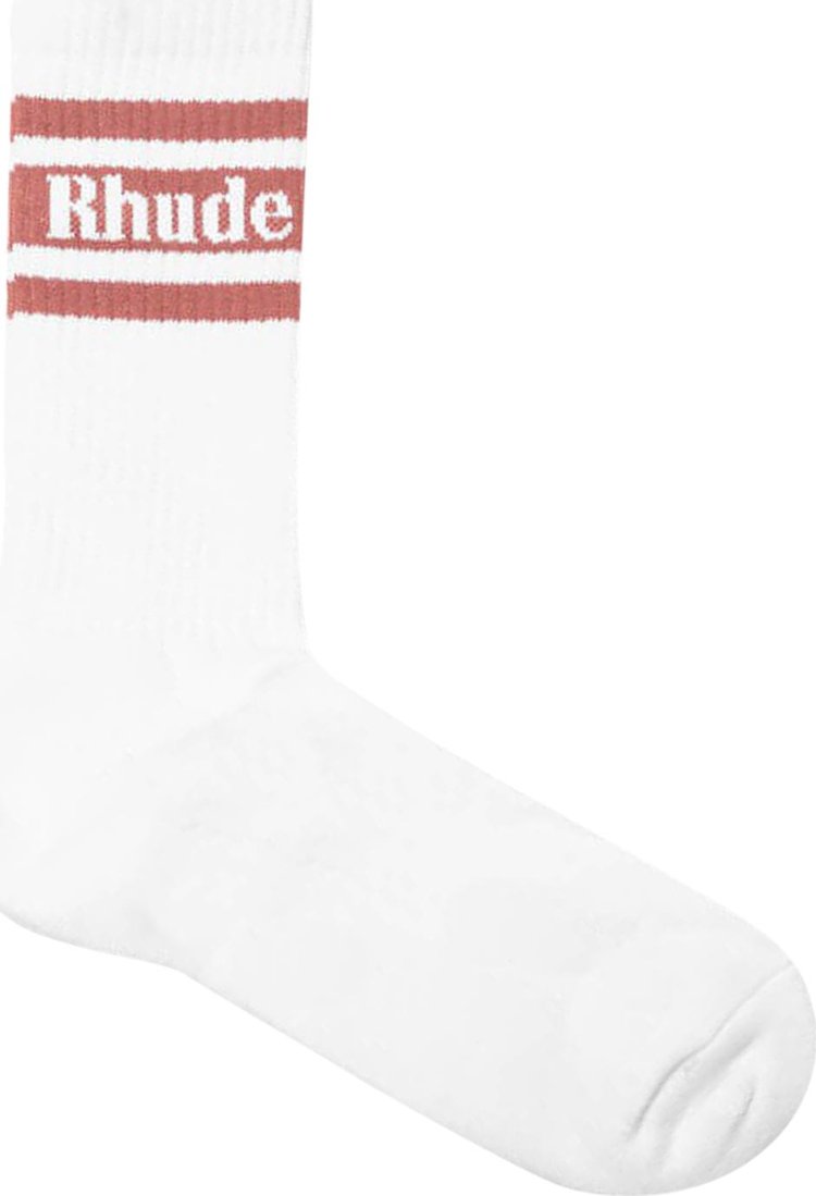 Rhude Striped Logo Sock 'White/Pink'