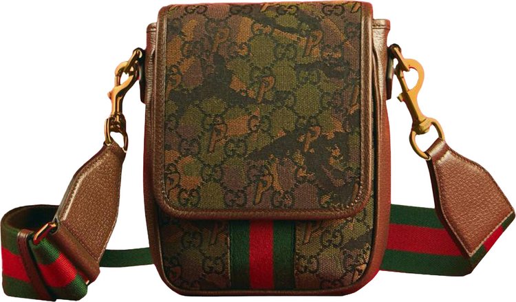 Gucci x Palace GG-P Canvas Messenger Bag With Web Shoulder Strap 'Camouflage'