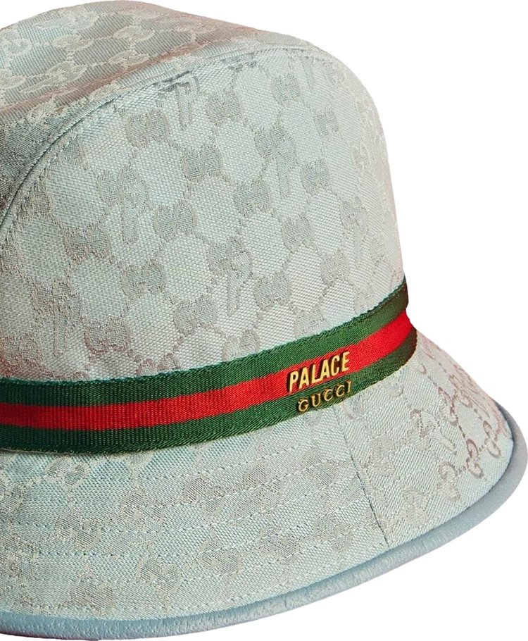 Gucci x Palace GG P Canvas Fedora With Web And Logo Detail Pale Blue