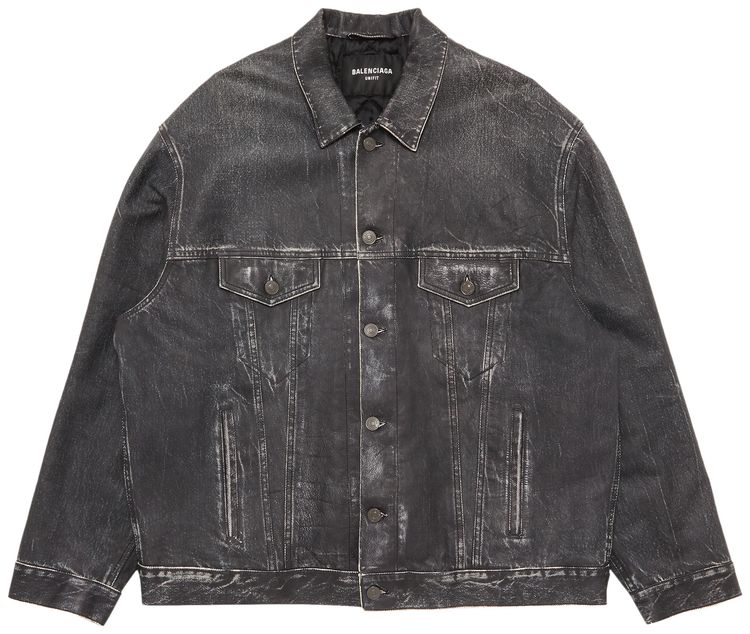 Balenciaga Trompe Loeil Trucker Jacket Streaky Black