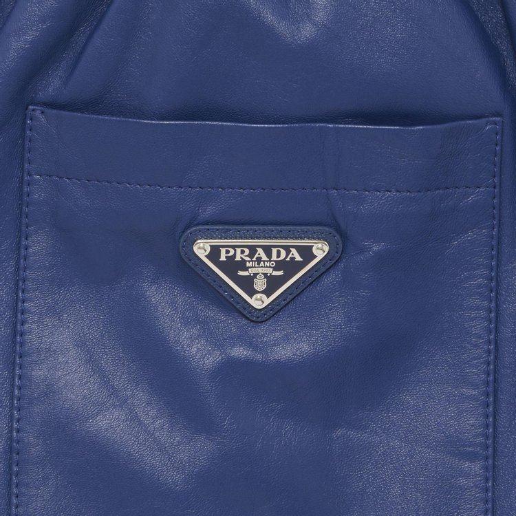 Prada Nappa Leather Bermuda Shorts Bluette