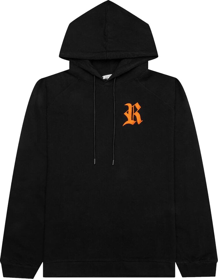Raf Simons Embroidered R and Patch Hoodie 'Black/Orange'
