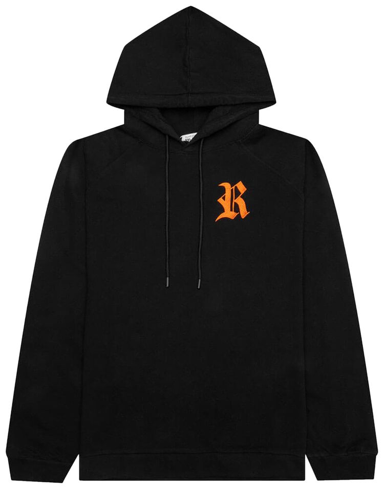 Raf Simons Embroidered R and Patch Hoodie BlackOrange