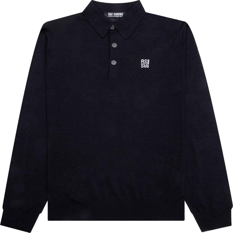 Raf Simons Embroidered Knit Polo Shirt 'Dark Navy'