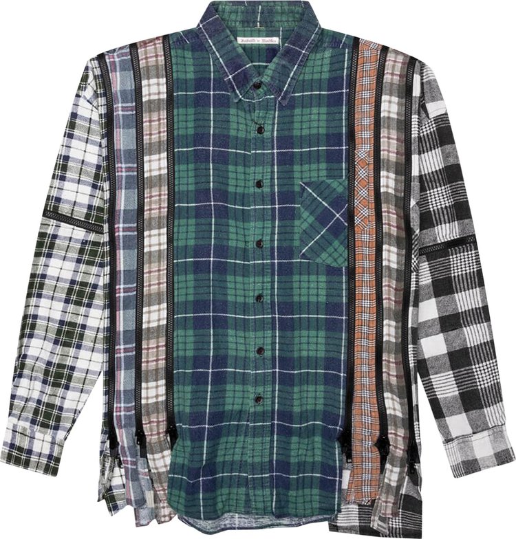 Needles Flannel Shirt 7 Cuts Zipped Wide Shirt 'Assorted'