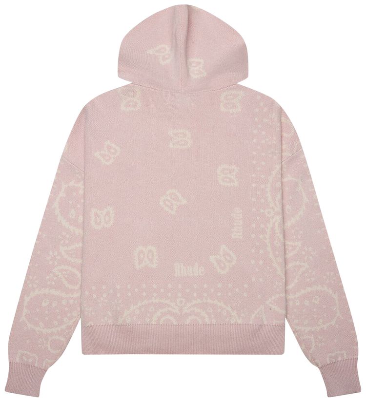 Rhude Knit Bandana Hoodie PinkWhite