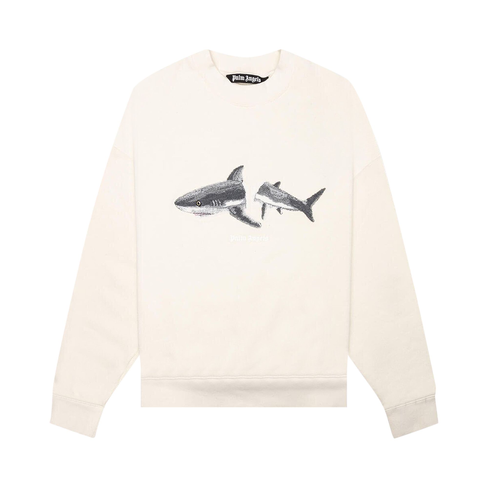 ★Palm Angels★ Shark Crewneck Man to Man Light Blue PMBA026 Palm Angels - Blue sweatshirt with BROKEN SHARK logo and